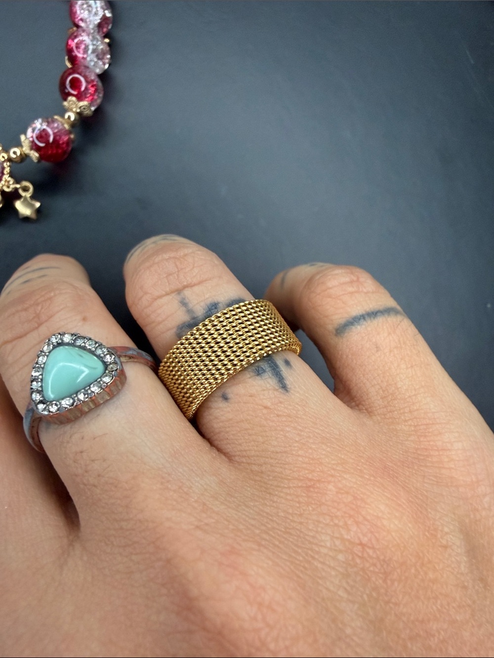 Plunder Gold Mesh Wide Band Ring